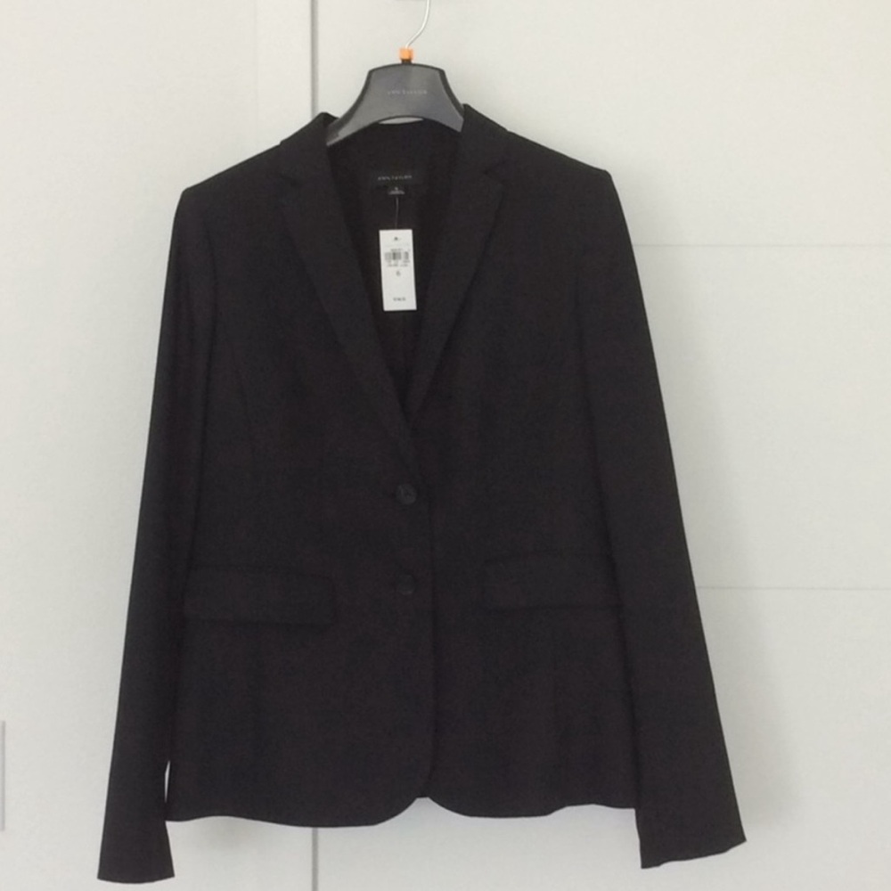NWT Black Ann Taylor Tropical Wool Two Button Blazer